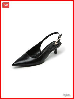 Kitten Heel Slingback Pumps Pointed Closed Toe Faux Leather Office Heels
